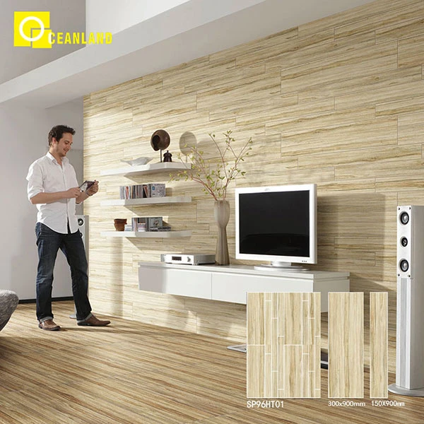 Good Price Yellow Wooden TV Background Wall Porcelain Tile