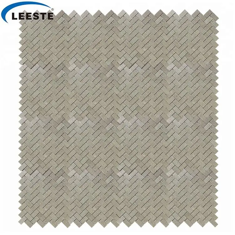 Floor Decoration Herringbone Pattern Cinderella Grey Marble Mosaic Tiles