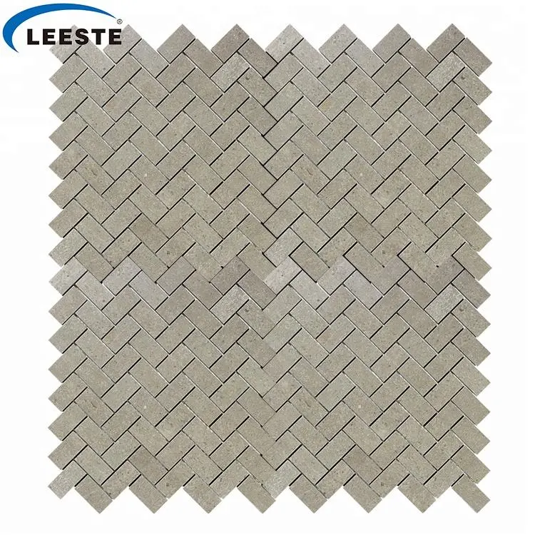 Floor Decoration Herringbone Pattern Cinderella Grey Marble Mosaic Tiles