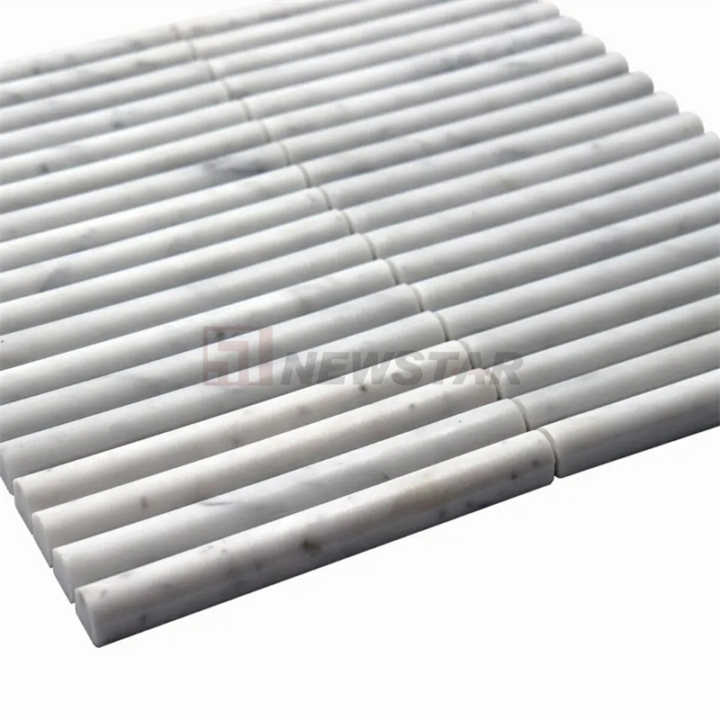 Honed Italy Carrara White Curve Marble Fluted Tiles Column Tiles Wall Facade Panel Pencil Fluted Tiles