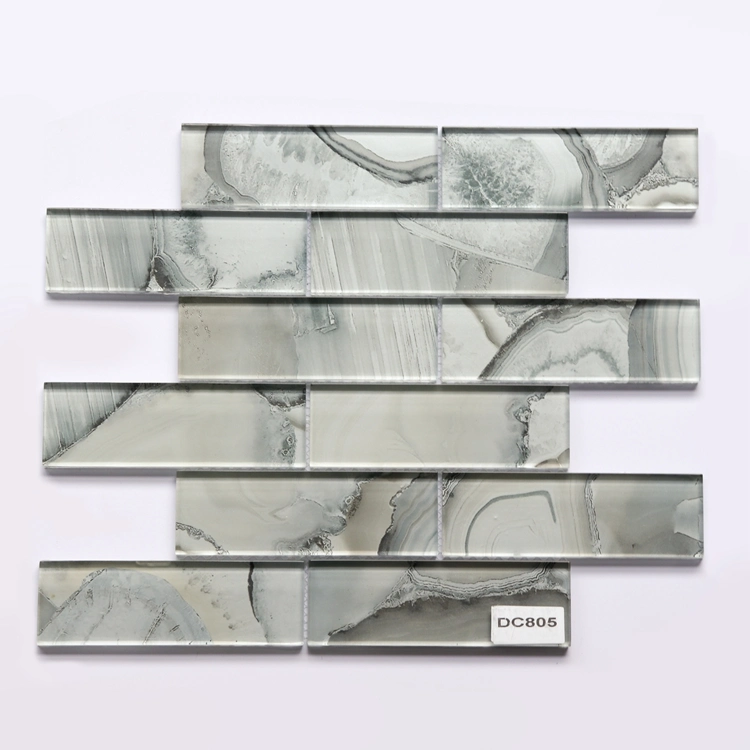 Crystal Glass Diamond Mosaic Resin Tile Rose Gold Wave Backsplash Brown and Beige Tiles Glass Tiles