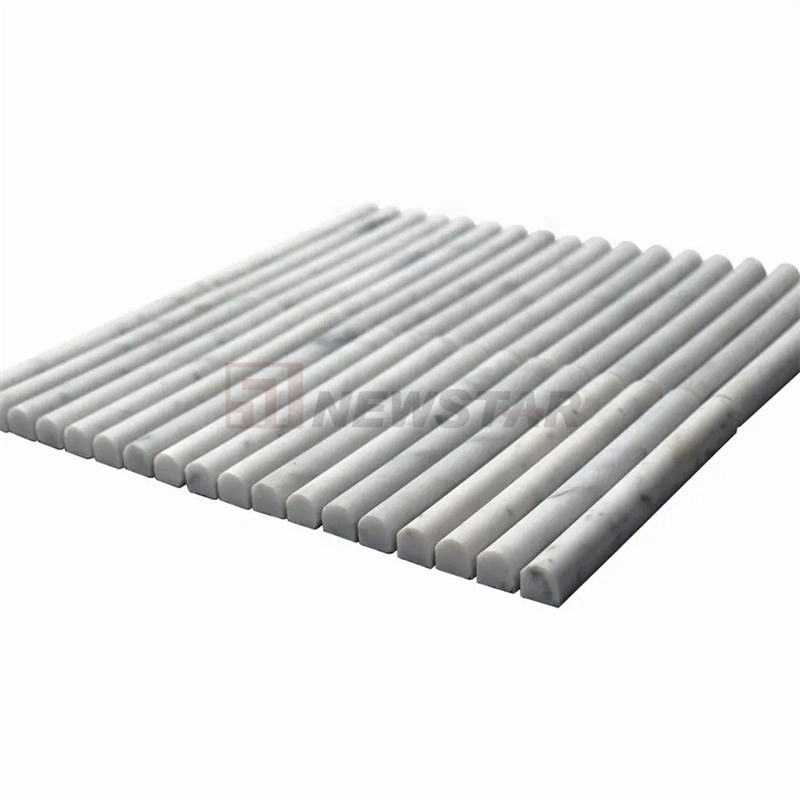 Honed Italy Carrara White Curve Marble Fluted Tiles Column Tiles Wall Facade Panel Pencil Fluted Tiles