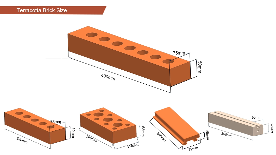 Togen Clay Red Brick Curtain Wall Cladding Exterior Terracotta Tiles