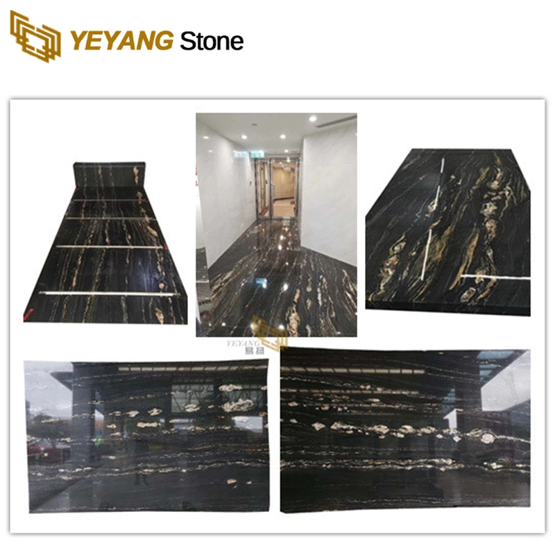 Polished Marble Bathroom Vanity/Backsplash Floor/Wall Tile/Slab Gold/Black Factory Wholesale