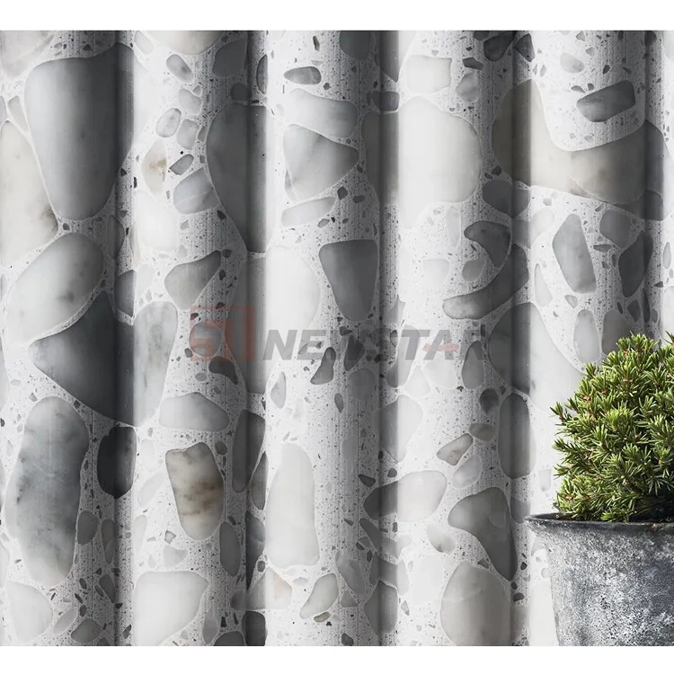 Newstar Customized Stone Wall Round Stripe Border Fluted Panel Slab Flute Marble Stone Terrazzo Fluted Tiles