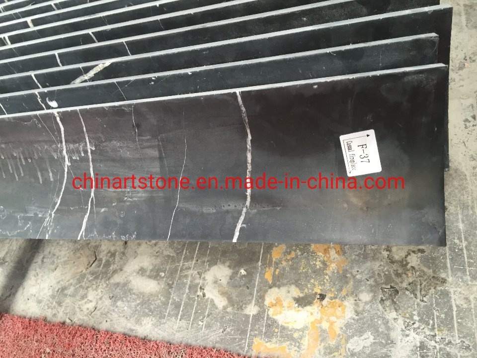 Nature Stone Nero Marquina Black Marble for Spiral Stair Wall Bathroom Tile