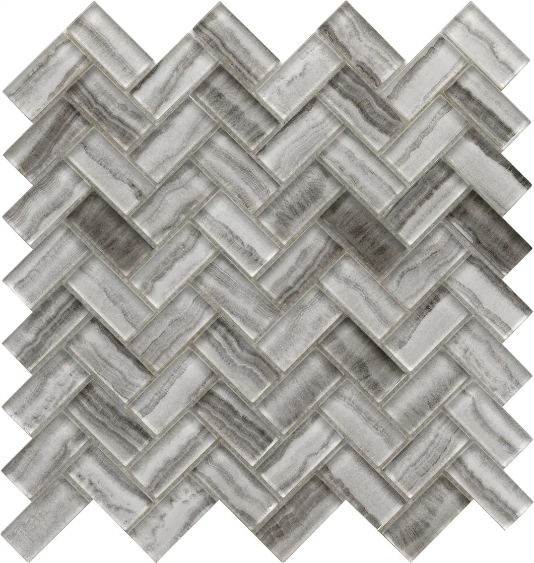 High Quality Kitchen Decoration Crystal Herringbone Glass Mosaic