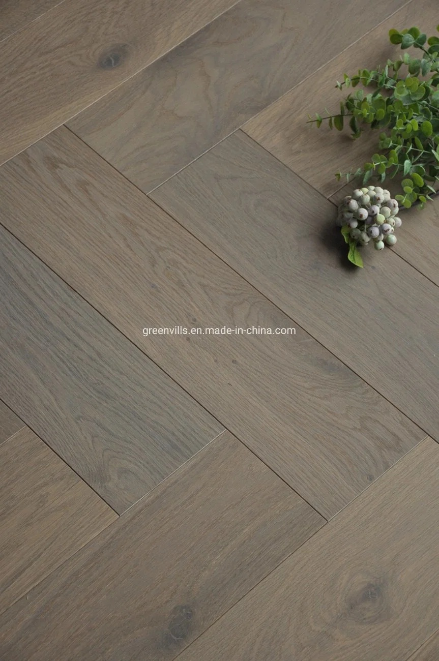 Guangzhou Herringbone Fishbone Chevron Floor Parquet Grey Tile Oak Engineered Wood Flooring