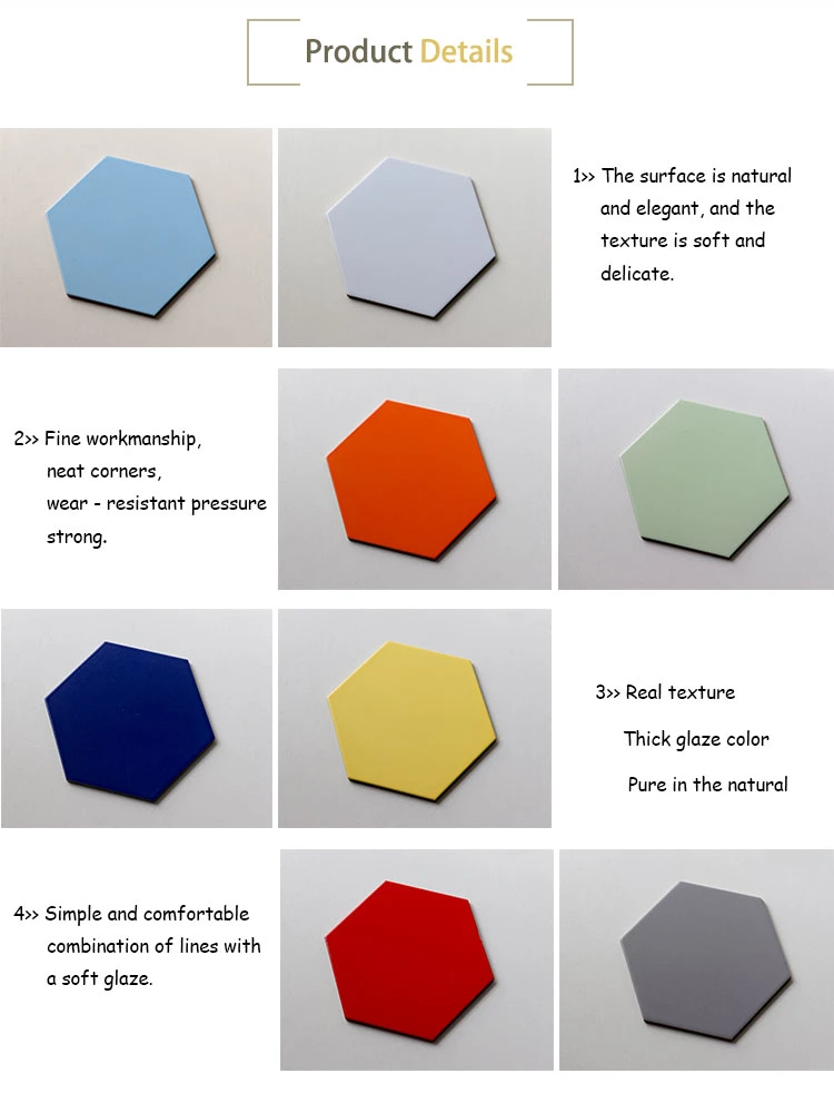 Colorful Glaze Kitchen Bathroom Anti-Slip Matte Ceramic Hexagon Floor Tiles