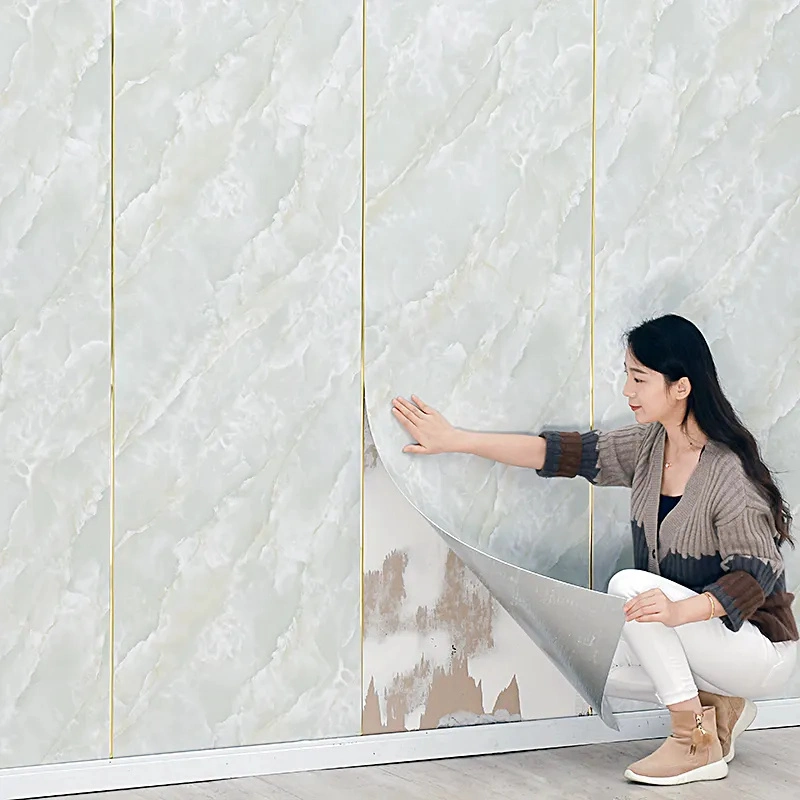 Plastic PVC Peel and Stick on 3D Self Adhesive Wall Tiles for Walls