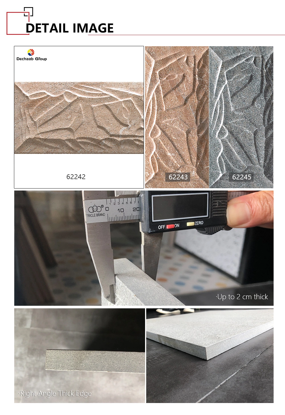 Wear Resistant 3D Inkjet Tile with Modern Design Style