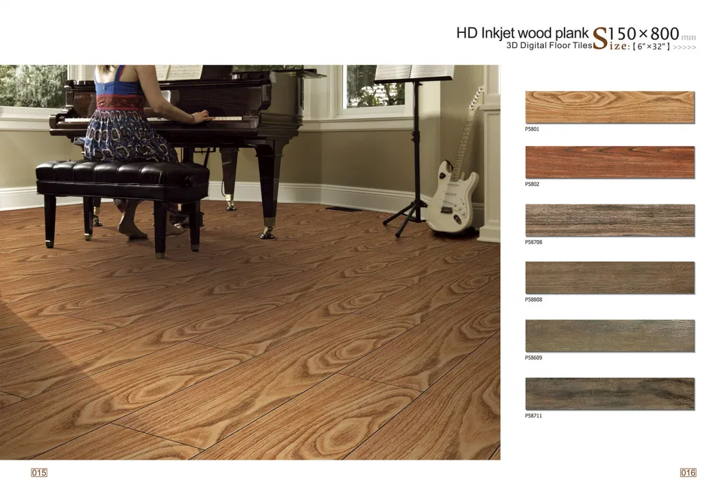 150X800 Anti-Slip Wood Flooring Glazed Ceramic Tile for Home Decoration