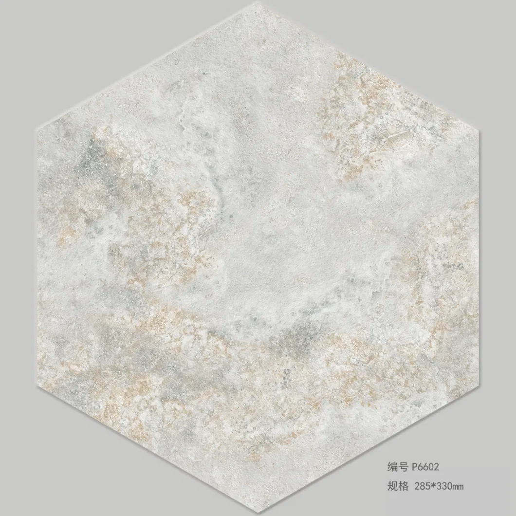 Glazed Hexagonal Tile Grey/Rustic/Wood Porcelain Tile Ceramic Tile for Floor and Wall