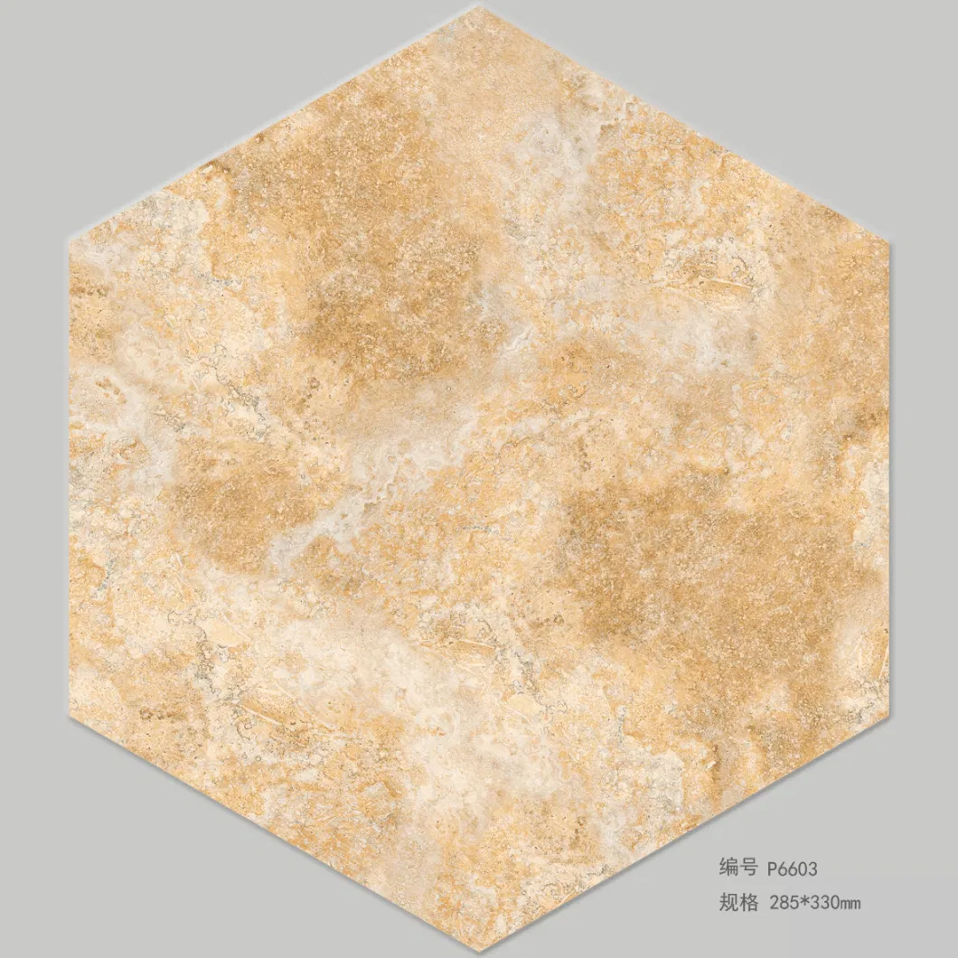 Glazed Hexagonal Tile Grey/Rustic/Wood Porcelain Tile Ceramic Tile for Floor and Wall