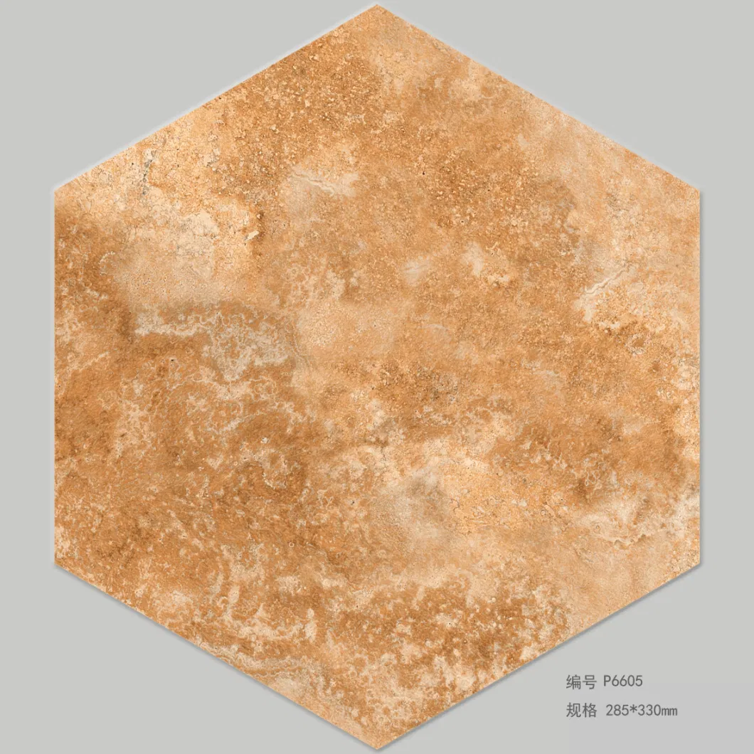 Glazed Hexagonal Tile Grey/Rustic/Wood Porcelain Tile Ceramic Tile for Floor and Wall