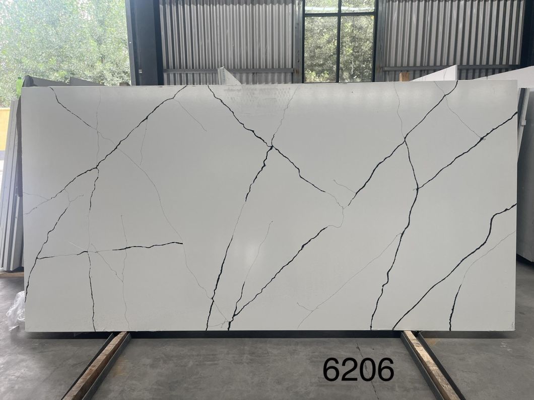 Artificial Stone Modern White Veins Marble Quartz Coffee Table Top Quartz Tiles Kitchen Counter Top