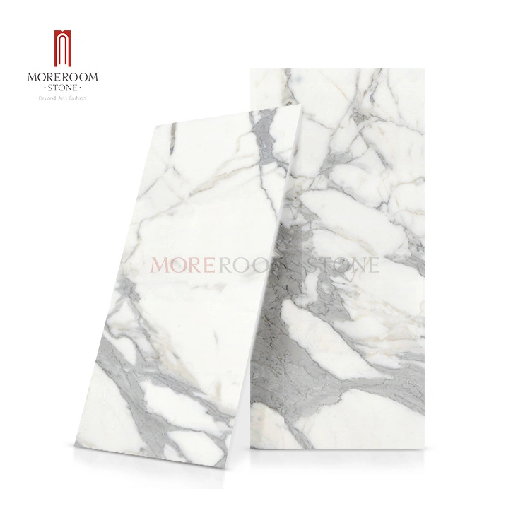 Home Decoration Polished Calacatta White Grey Veins Marble Vitrified Tile 1200X2700