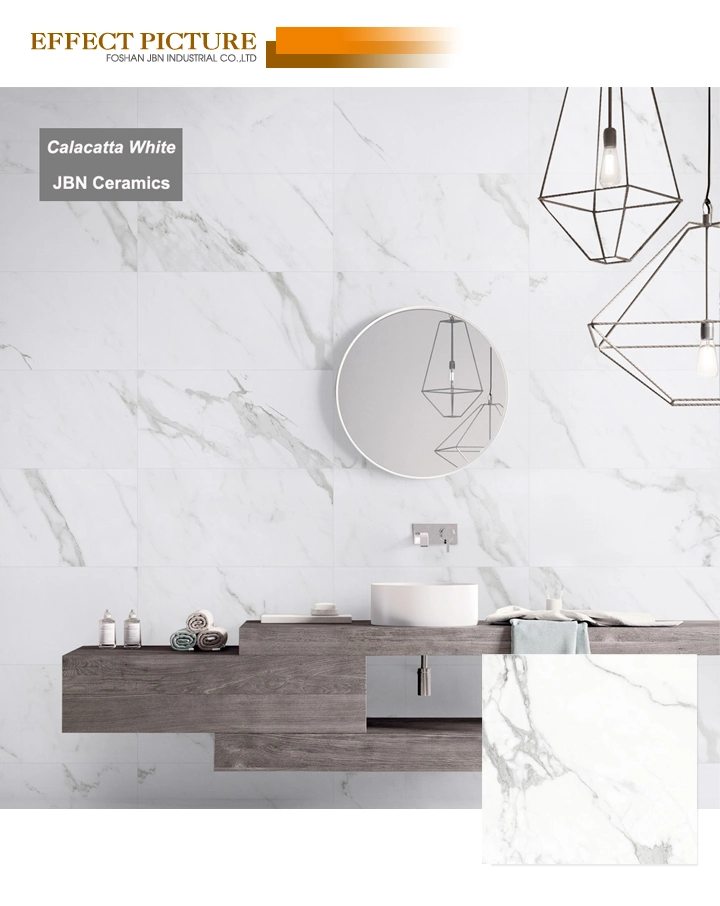 1 Tile 4 Faces Soft Polished Calacatta White Wall Floor Porcelain Tiles (JM63787M)