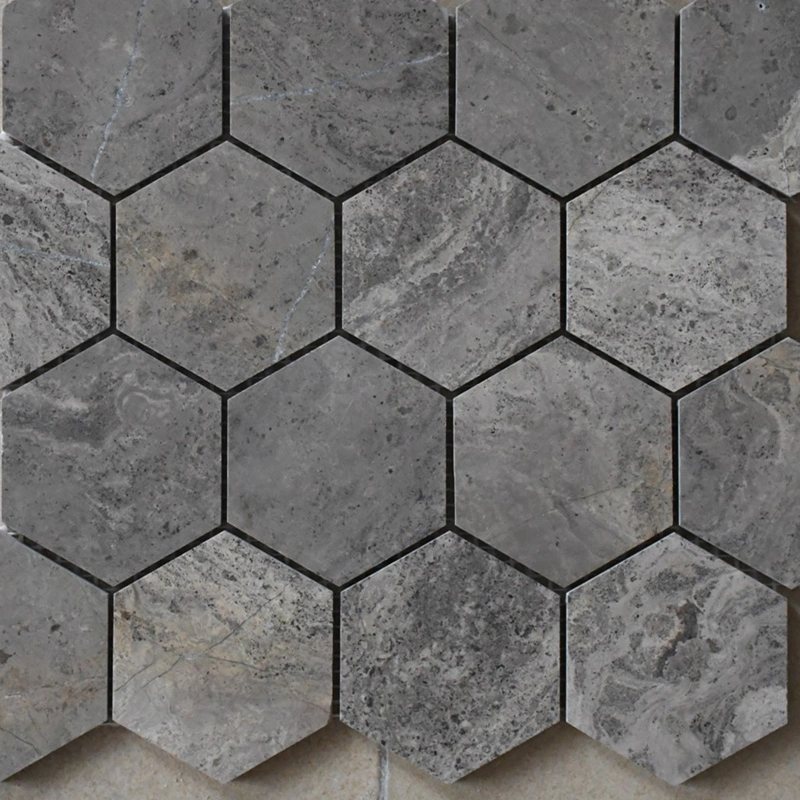 Hexagon White Grey Marble Stone Mosaic Tile for Kitchen Backsplash