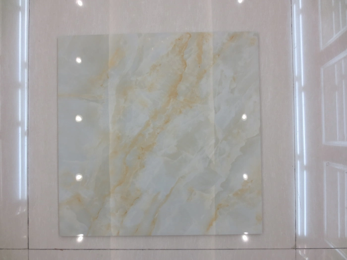 60X60 3D Injet Light Yellow Shiny Surface Porcelain Marble Floor Tile Jm6774D9