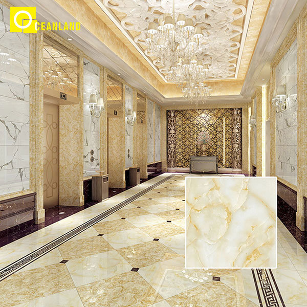 800X800 Yellow Non Slip Ceramic Polished Porcelain Floor Tile