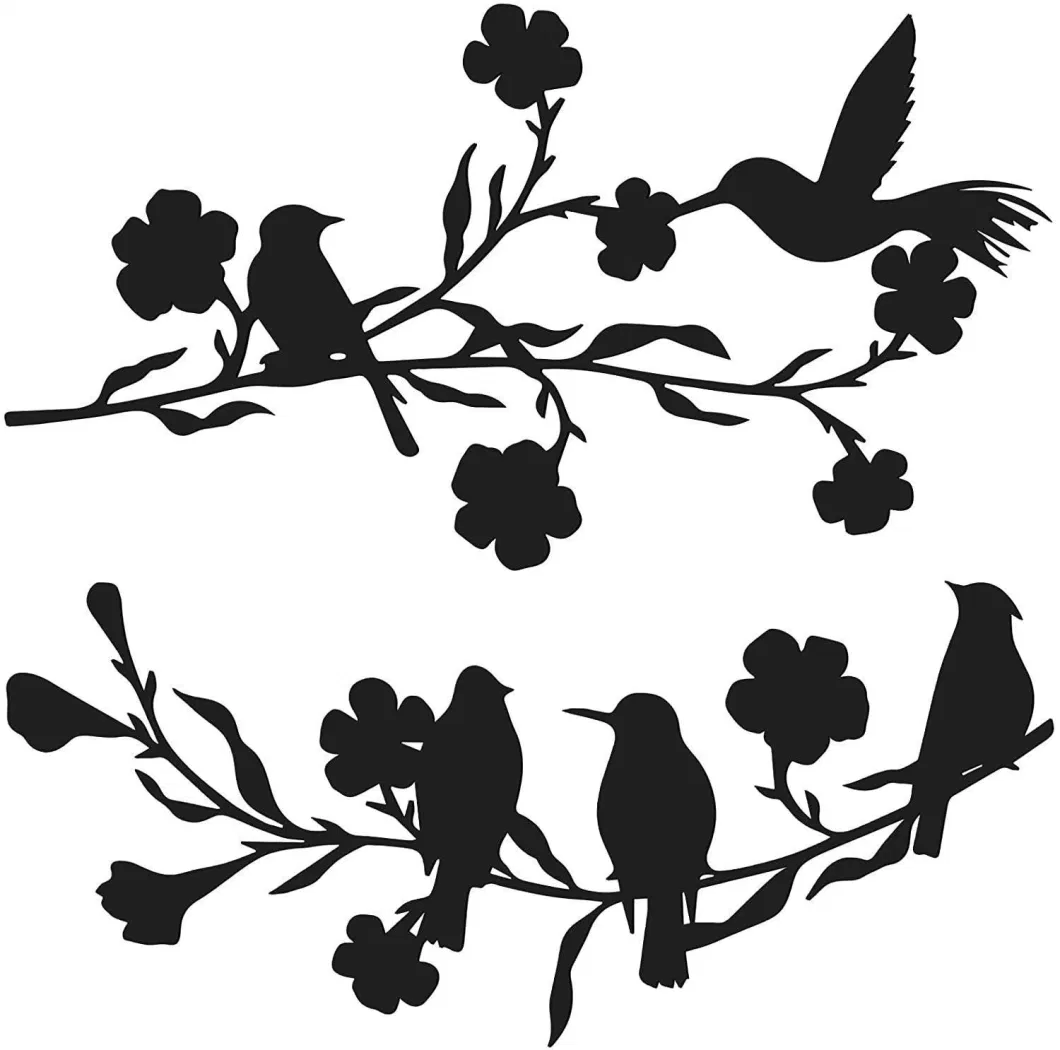 Latest Pop Bird in The Tree Metal Pendant Cross Border Wall Silhouette Magpie Plum Wall Decoration