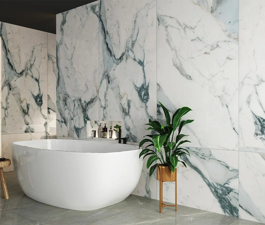 900X1800mm 3D Glazed Villa Marble Effect Glossy Shiny Porcelain Tile