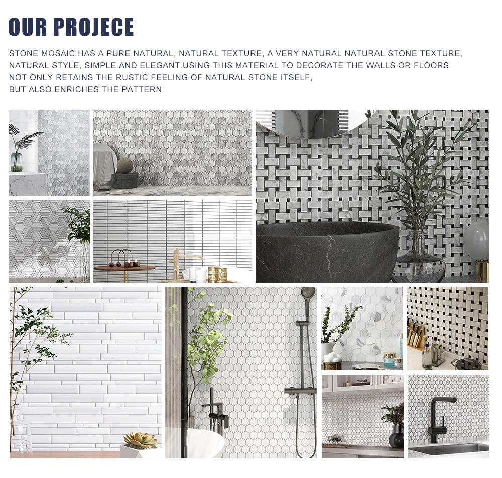 Good Quality White Black Colour Ceramic Tile Mosaic for Bathroom