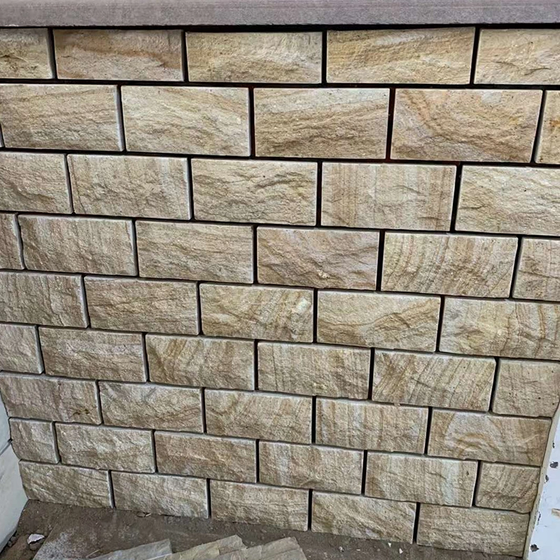 Natural Honed Yellow/Beige Wooden Grain/Grain Outdoor Paving Stone Sandstone for Flagstone/Tiles Landscaping