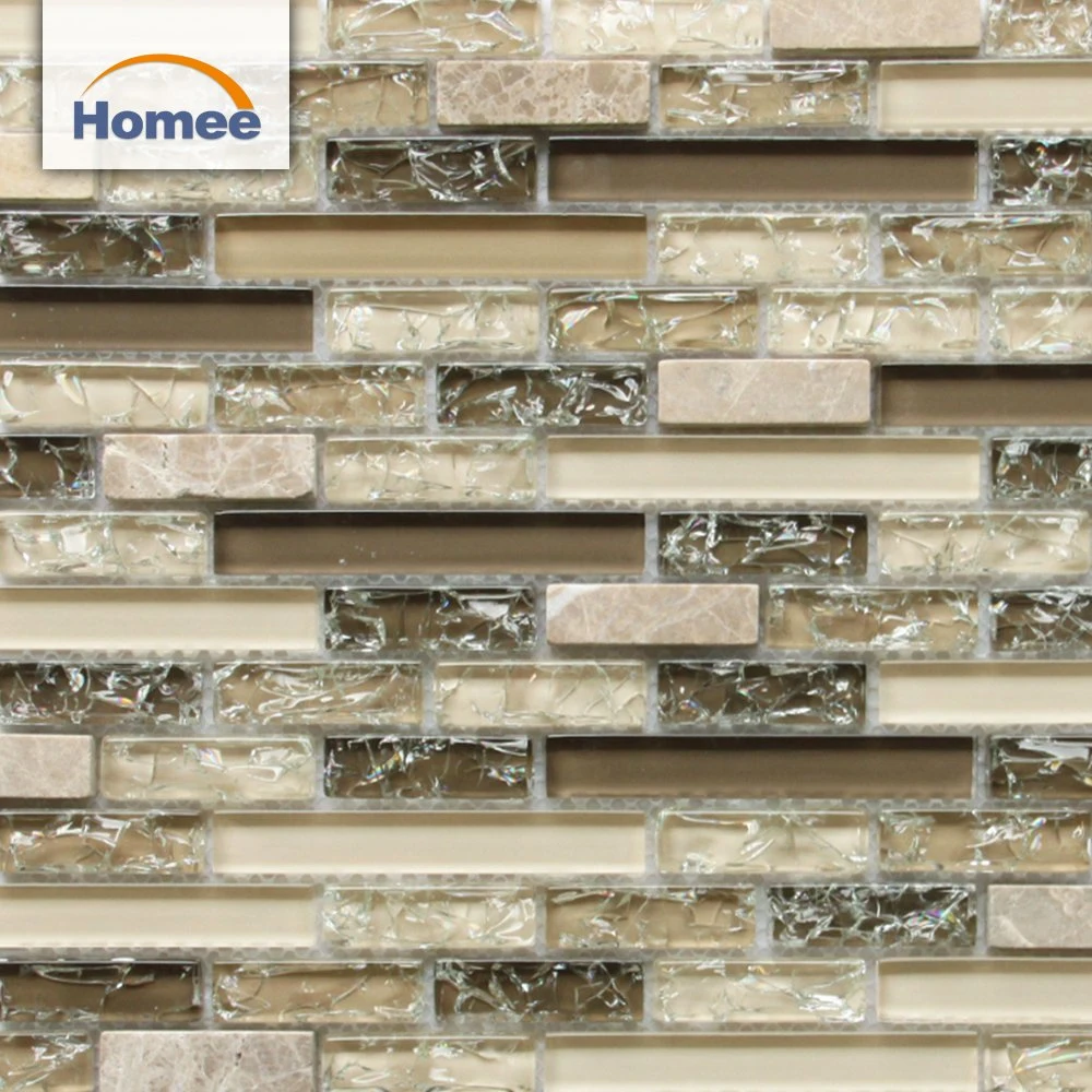 Latest Designed Wholesale Crackle Backsplash/Wall Glass Stone Mosaic Tile