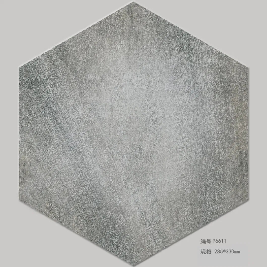 Glazed Hexagonal Tile Grey/Rustic/Wood Porcelain Tile Ceramic Tile for Floor and Wall