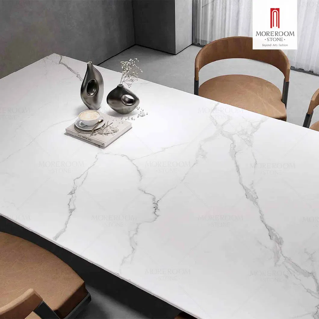 Polaris White Artificial Marble Quartz Slab Large Format Tile 3200X1600 Marble Tiles Sintered Stone