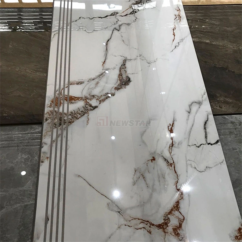 Newstar Karakata Non Slip Stair Gold Floor Price Marble Tiles with Grey Vein White Marble Tiles