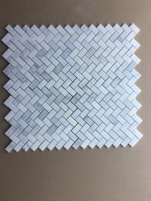 Cheap Chinese Eastern White Marble Mosaic Tiles Herringbone