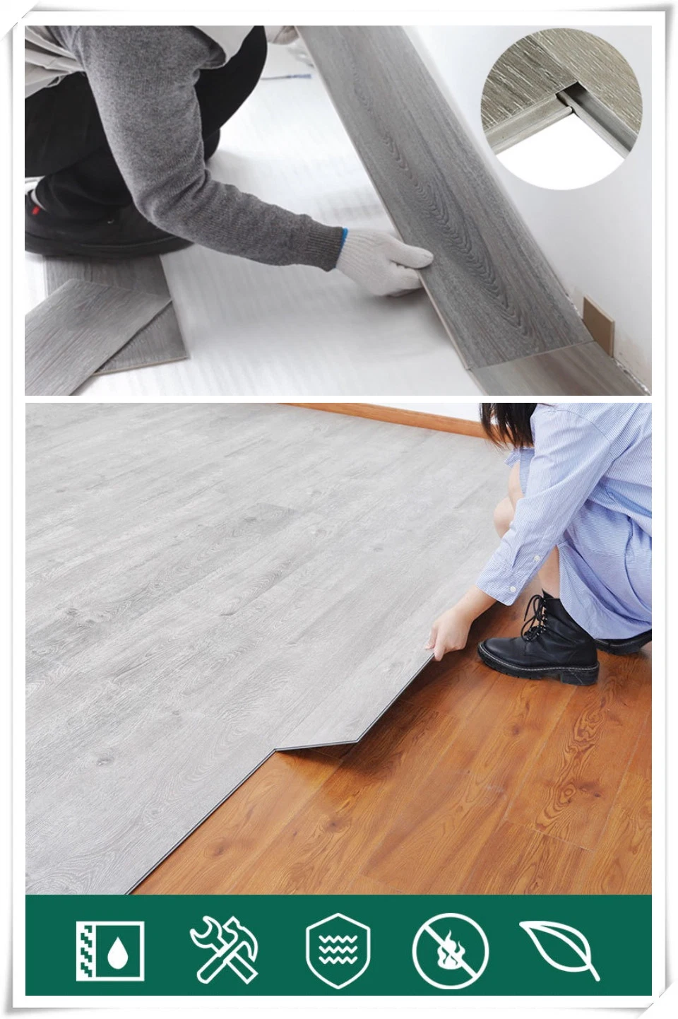 Bathroom Tile Waterproof Building Material PVC Vinyl Spc Flooring Tile