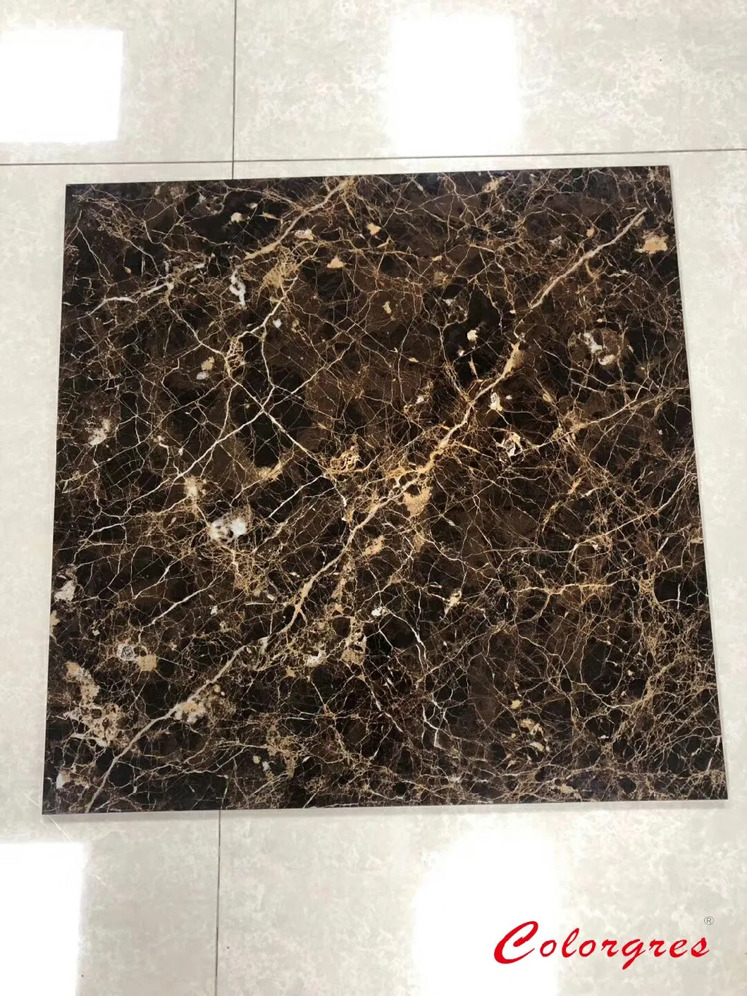 Foshan Factory Marble Glazed Polished Porcelain Ceramic Tile Flooring 600X600mm 24&quot;X24&quot; Dark Color