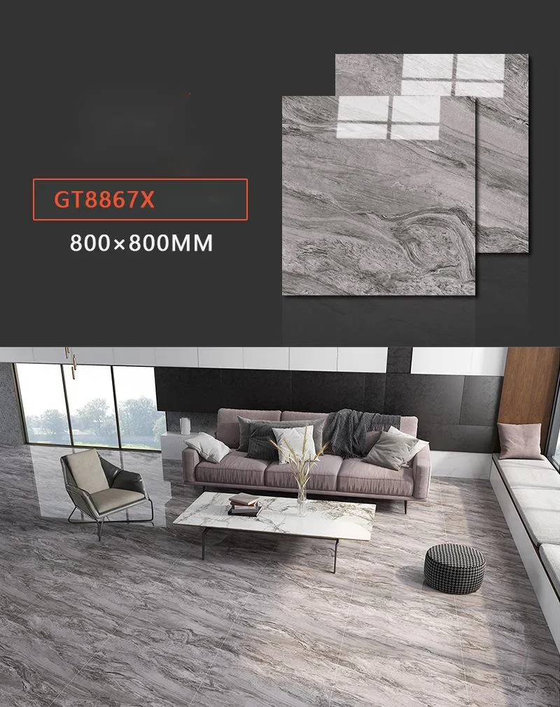 800X800mm Factory Price Glazed Polished Porcelain Wall Tiles and Floor Design for Living Room