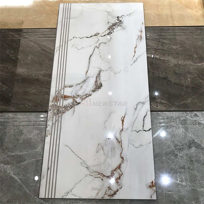 Newstar Karakata Non Slip Stair Gold Floor Price Marble Tiles with Grey Vein White Marble Tiles