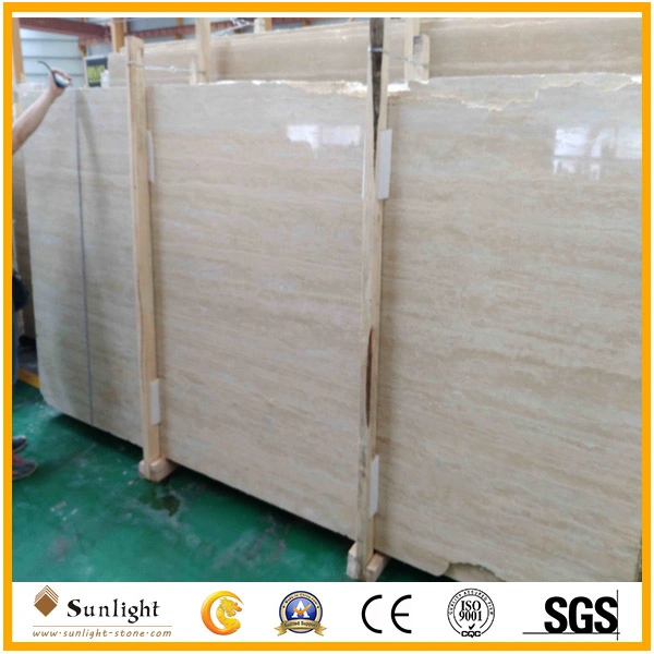 Imported Polished Light Beige Travertine for Slabs, Tiles, Culture Stone Wall