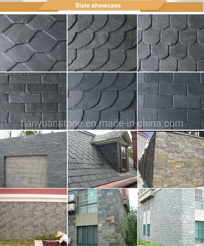 Black Slate Mushroom Tiles Stone Wall Facade for Wall Panel Cladding and Wall Corner