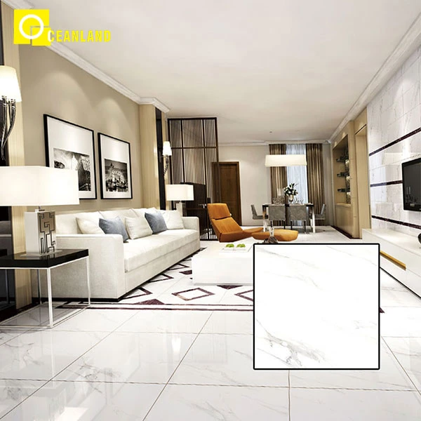 White Marble Look Like Polished Porcelain Living Room Tile