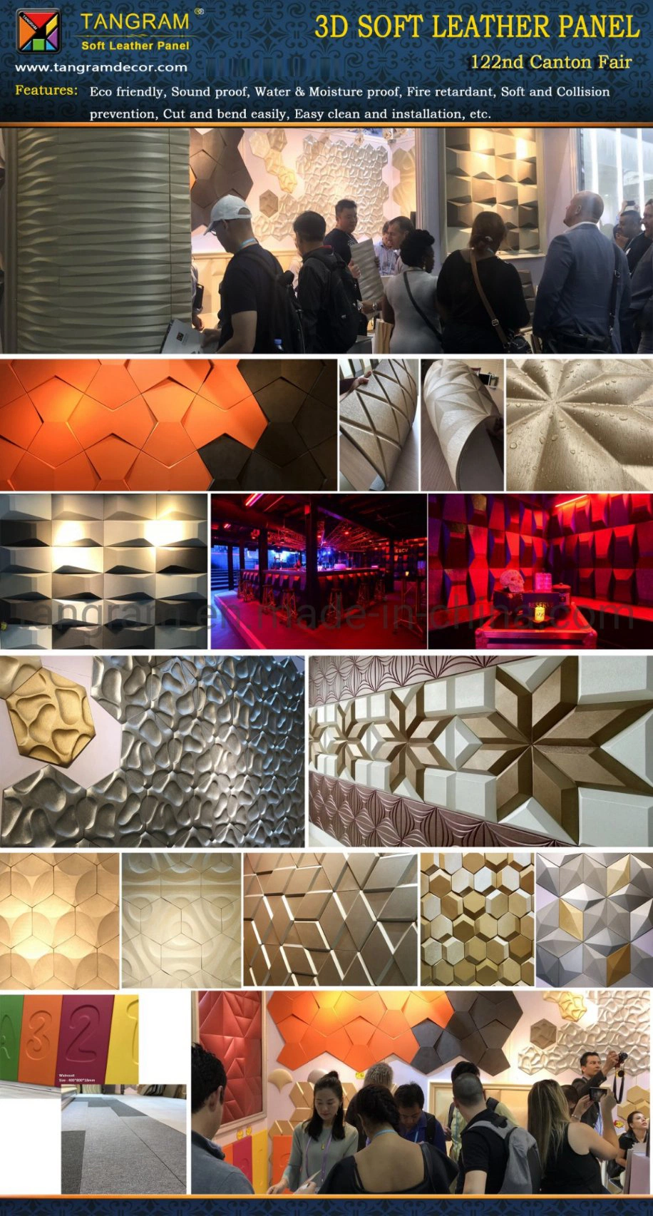 Hot Selling Three-Dimensional Wall Decoration Materials Soft Leather Wall Panel