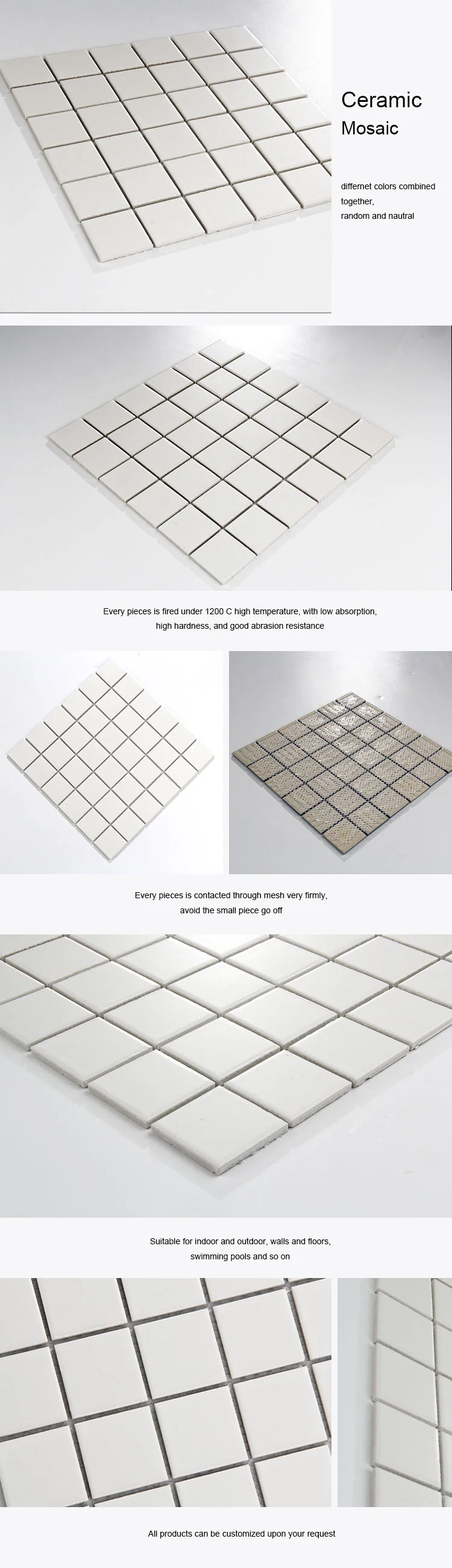 Simple Style White Matte Glaze Ceramic Mosaic, Regular Square Bathroom Porcelain Mosaic Wall Tiles