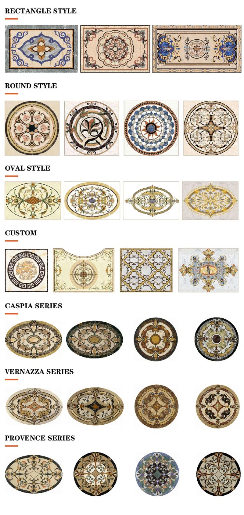 Marble Water-Jet Medallion Tile with Classical Style for Flooring Decoration