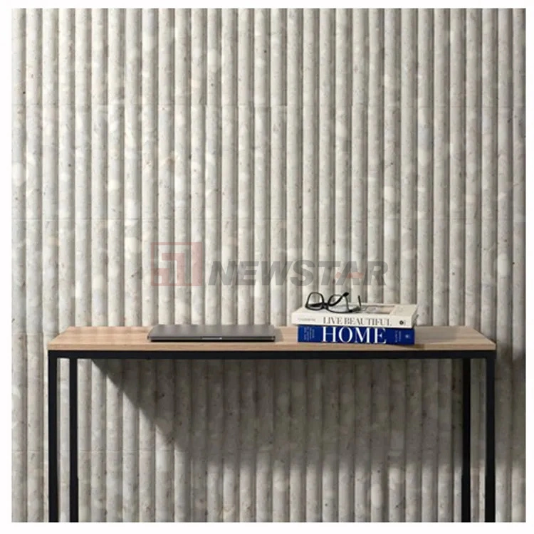 Newstar Customized Stone Wall Round Stripe Border Fluted Panel Slab Flute Marble Stone Terrazzo Fluted Tiles