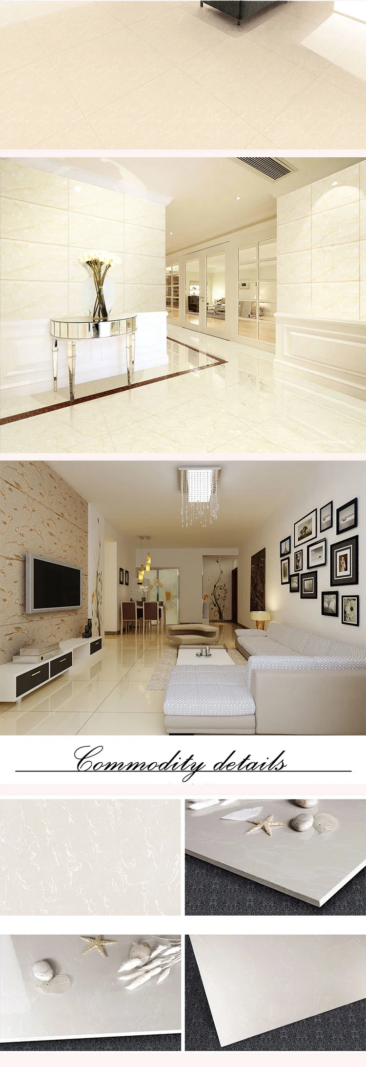 Building Material Ivory White Polished Porcelain Floor Tile (600X600mm)