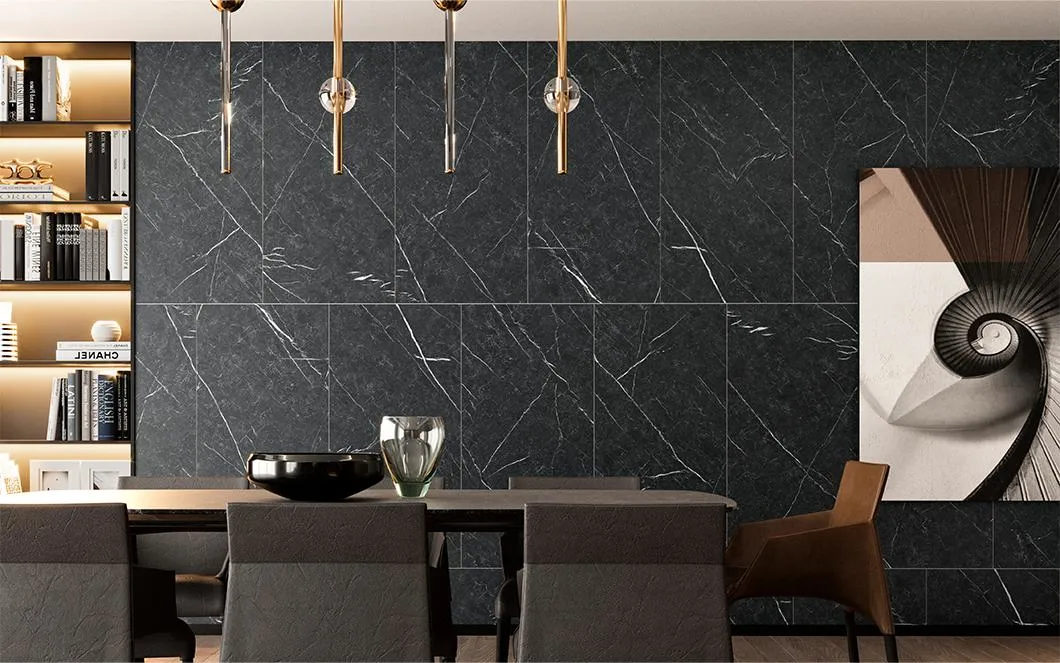 24X24&quot; Dark Grey Marble Style Soft Gloss Kitchen Floor Tile