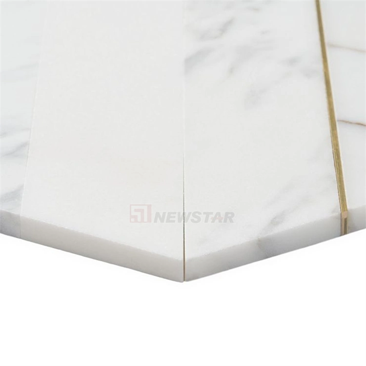 Luxury Hexagon Marble Tile Natural Crystal White Stone Mosaic Greece Thassos White Marble