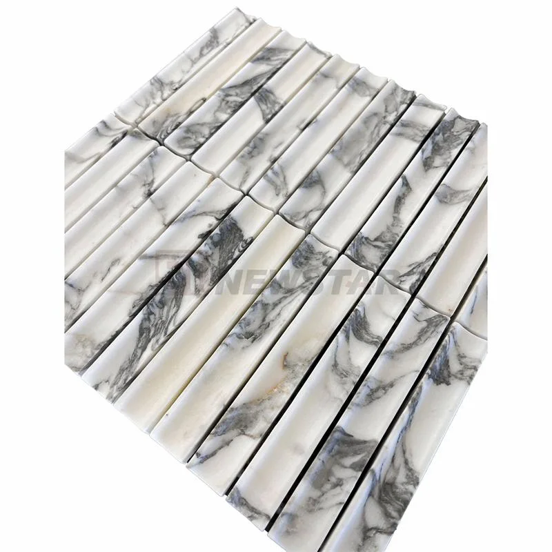 Bathroom Kitchen Flute Wall Tiles Fashion Decoration Curve Fluted Marble Tiles Mosaic Fluted Tile