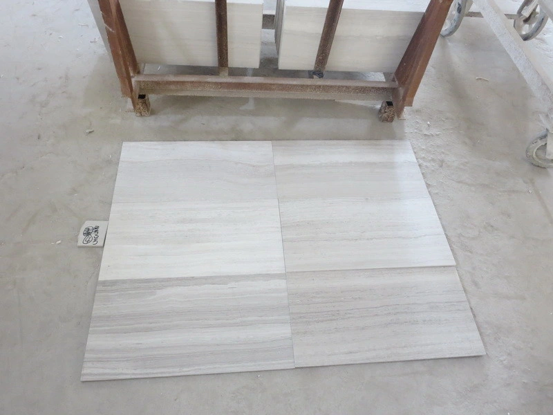 Honed White Wooden Marble Flooring Tiles for Hotel